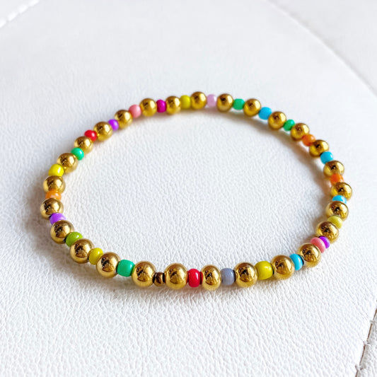 Colorful Gold Beaded Bracelet