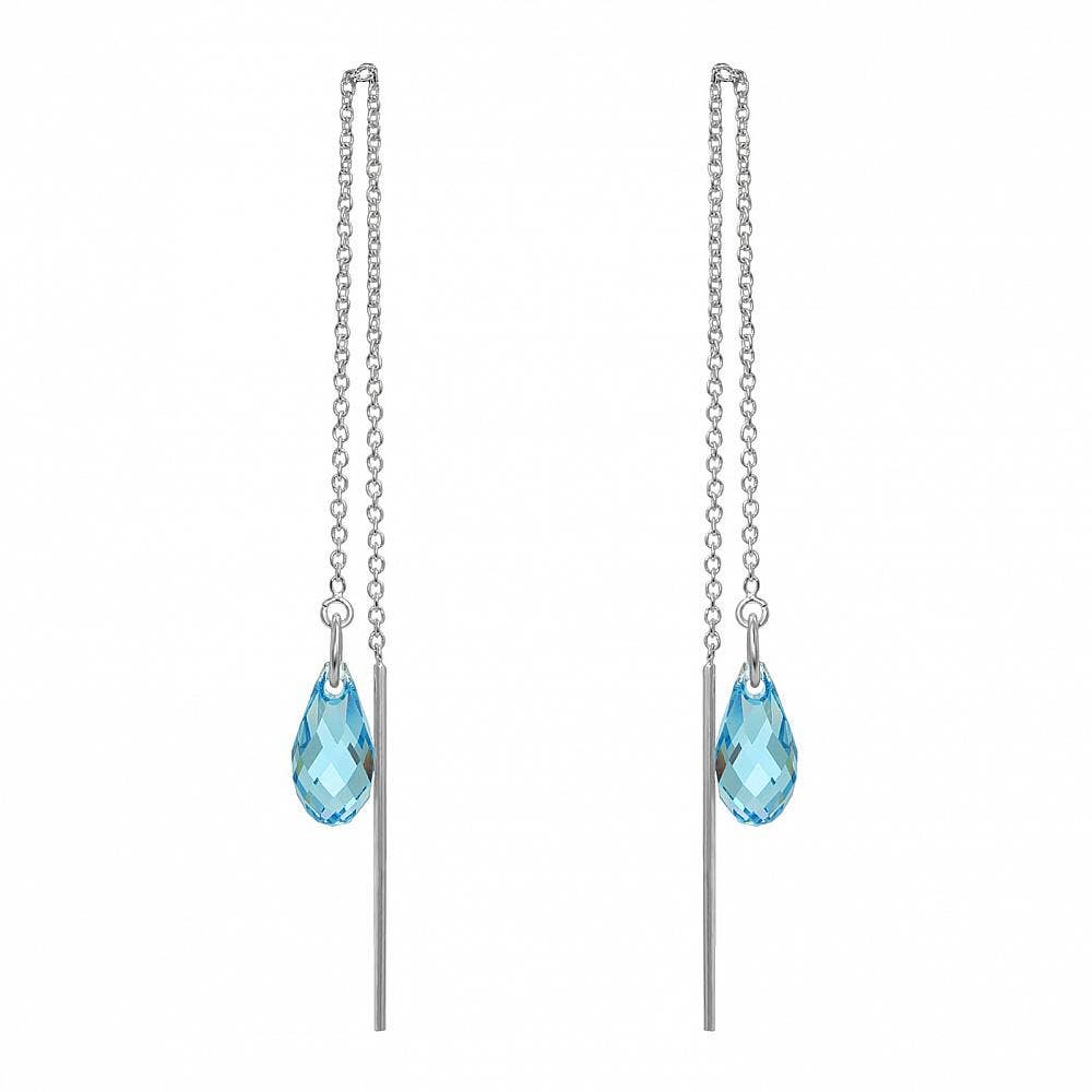 Blue Crystal Threader Earrings