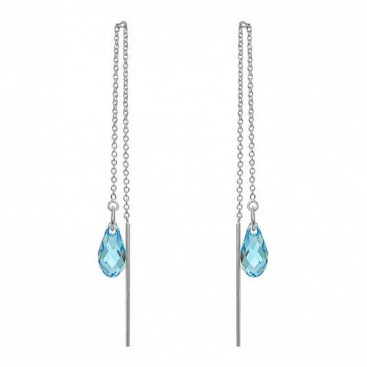 Blue Crystal Threader Earrings