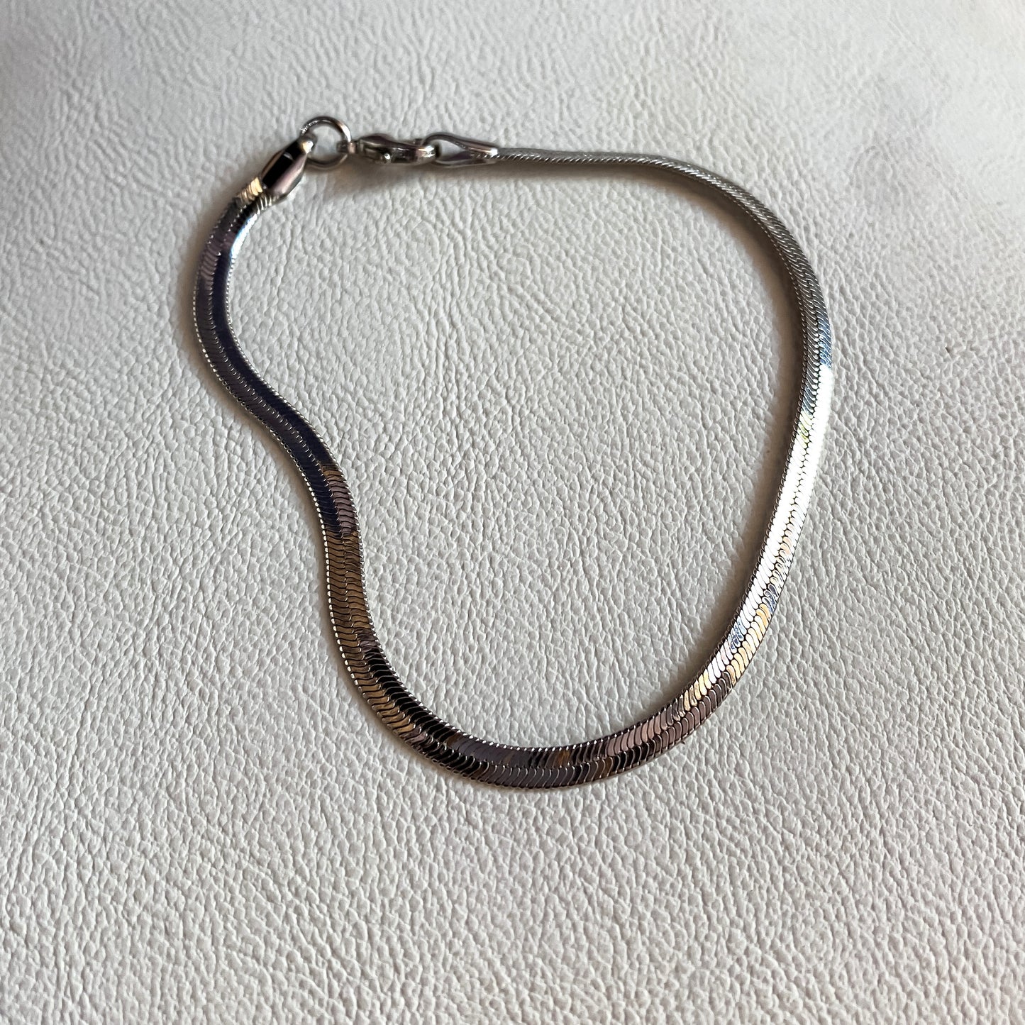 Silver Herringbone Chain Bracelet