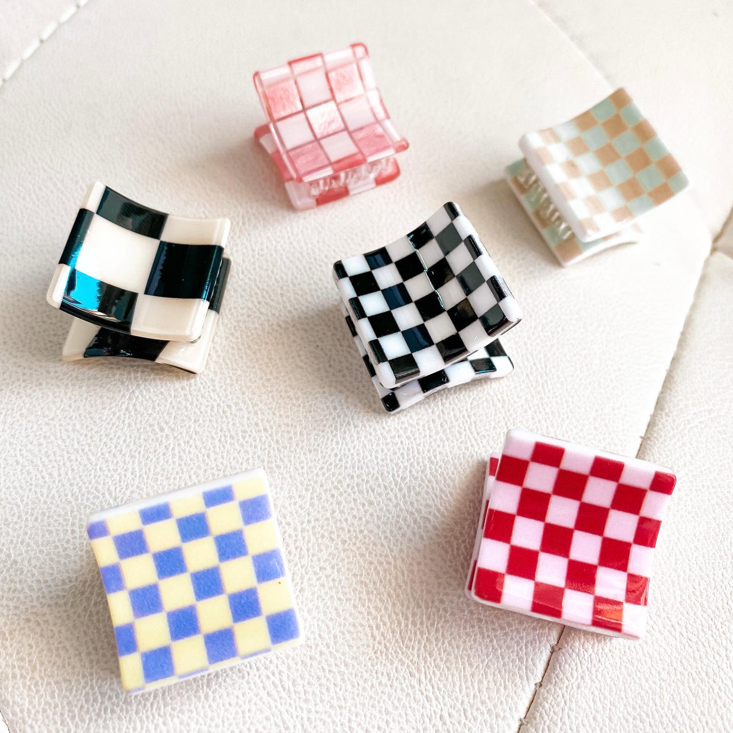 Square Checkered Mini Claw Clip