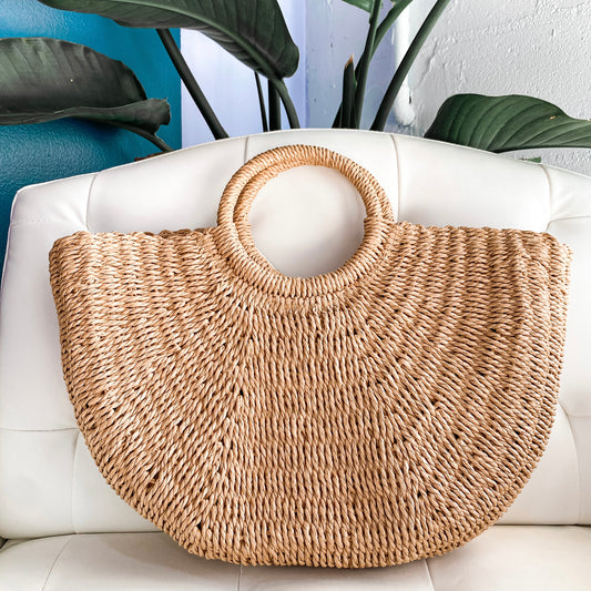 Half Moon Straw Tote