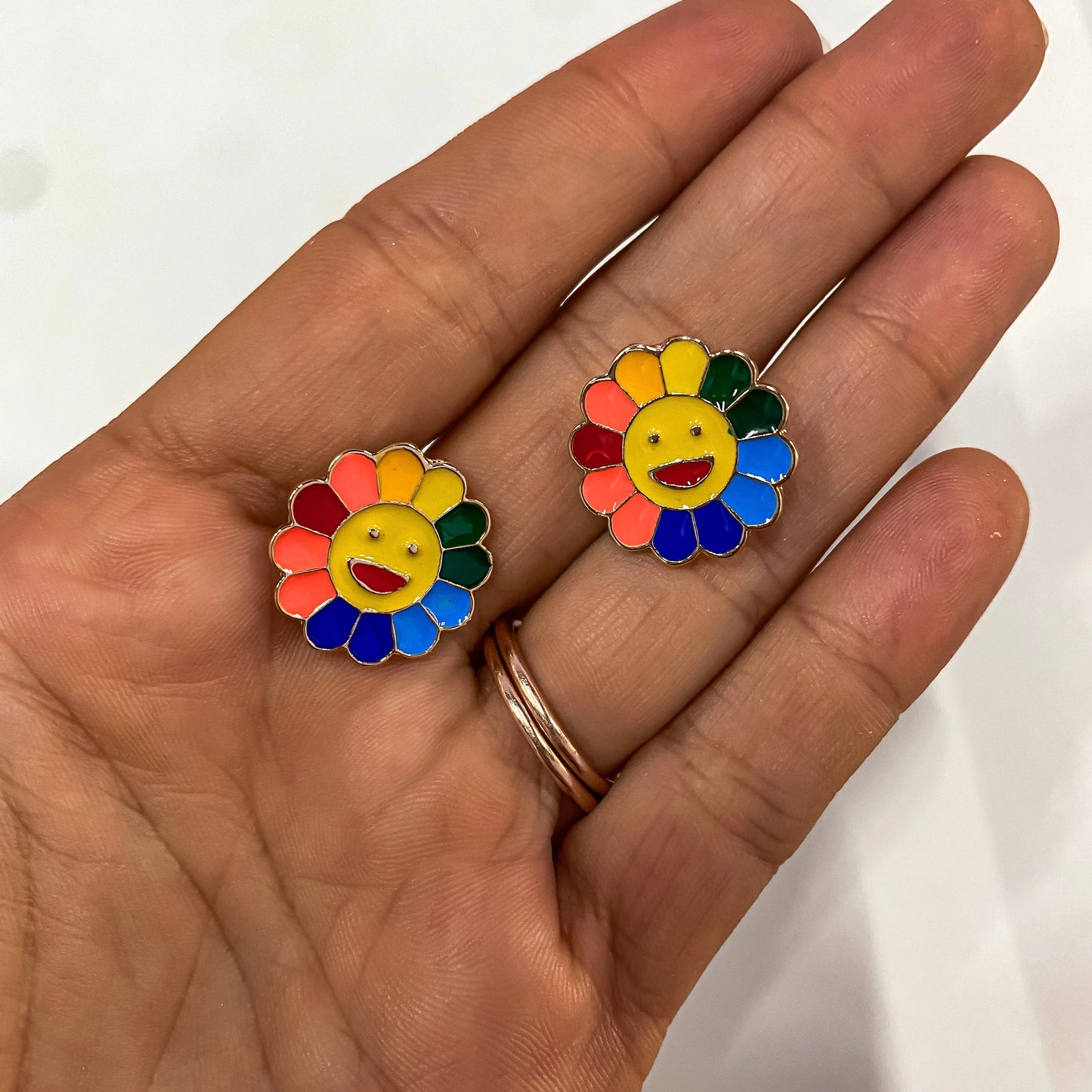 Rainbow Flower Studs